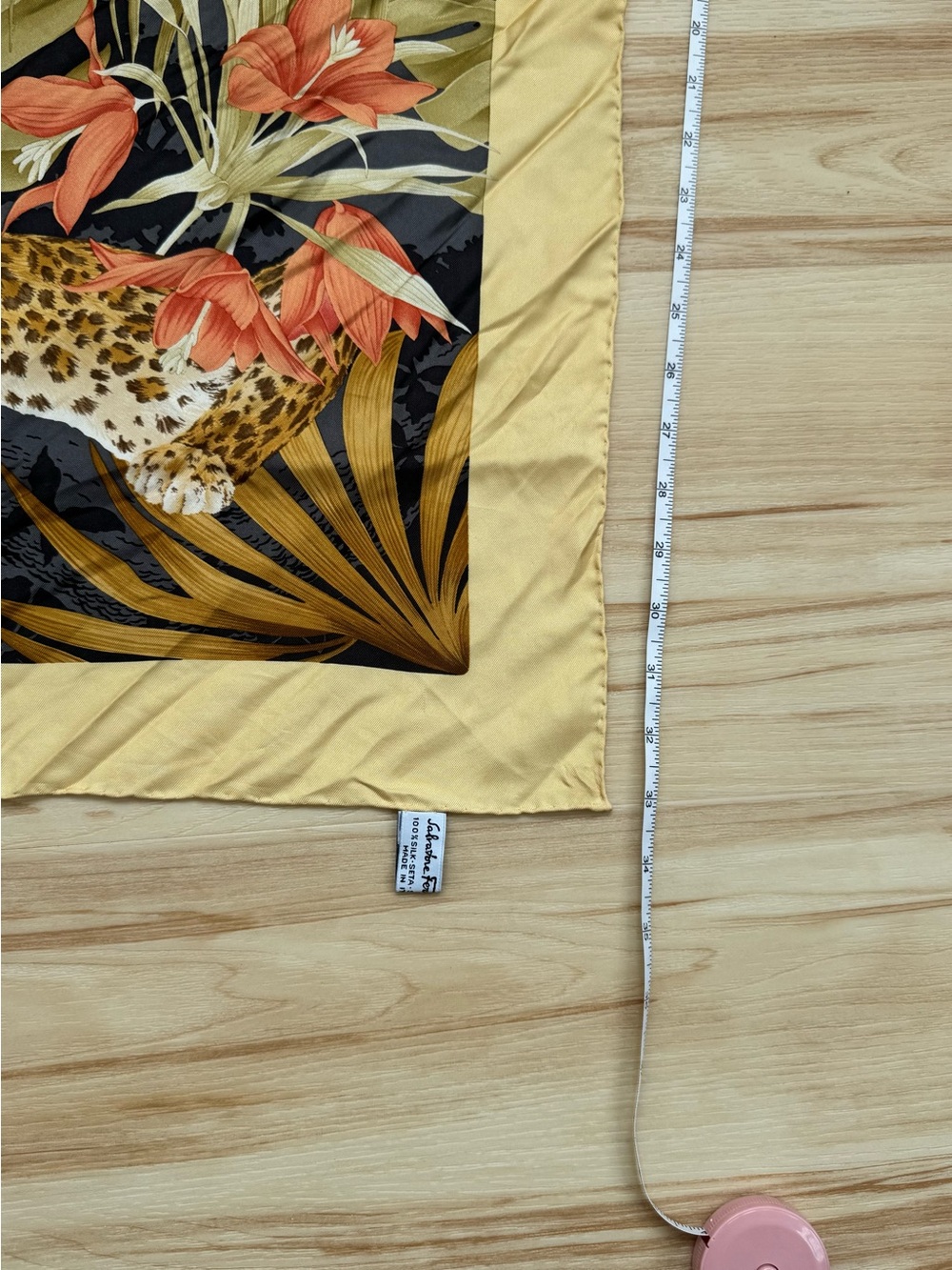 Salvatore Ferragamo Jungle Leopard & Tiger Floral Silk Scarf - Yellow Black - Picture 3 of 5